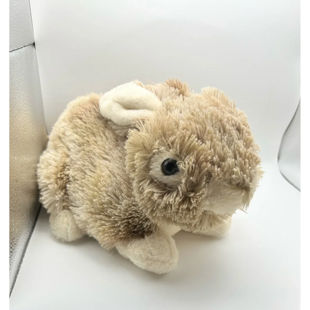 Dan Dee Collectors Choice Tan Shaggy Bunny Rabbit Plush Brown Polka Dot Bow 14in